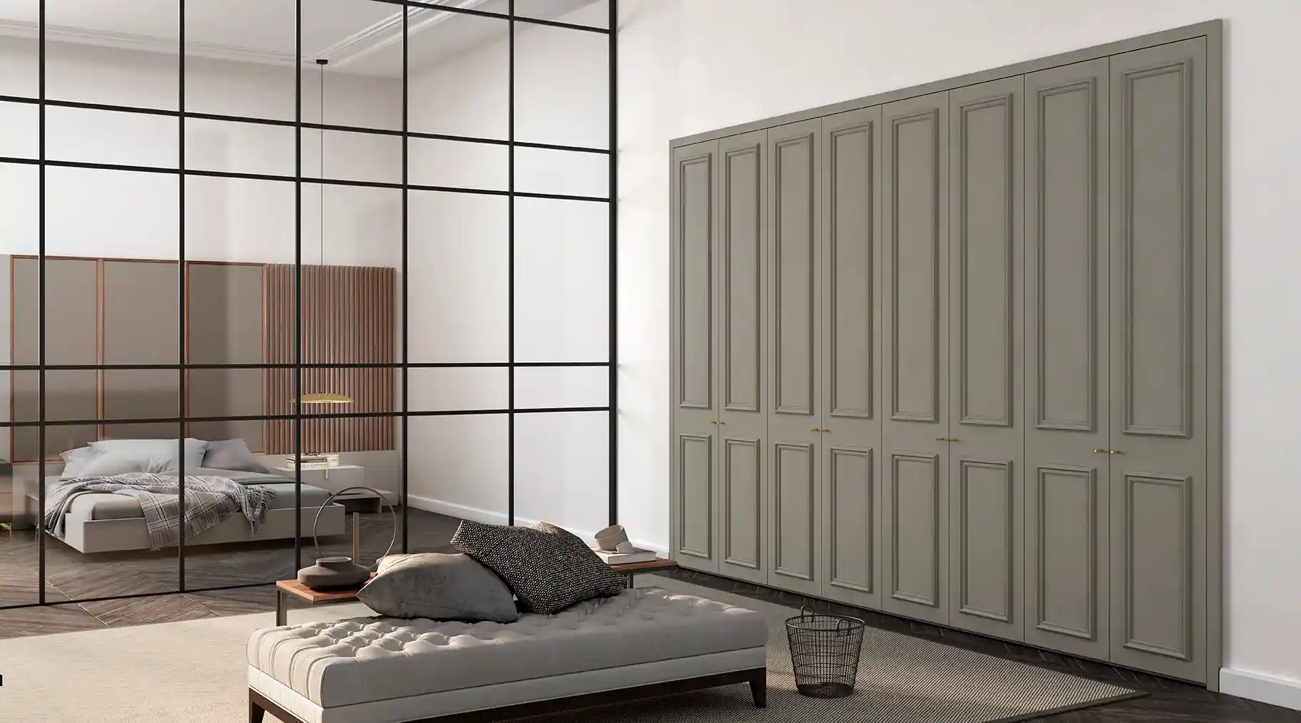 dormitorio elegante con armario clasico