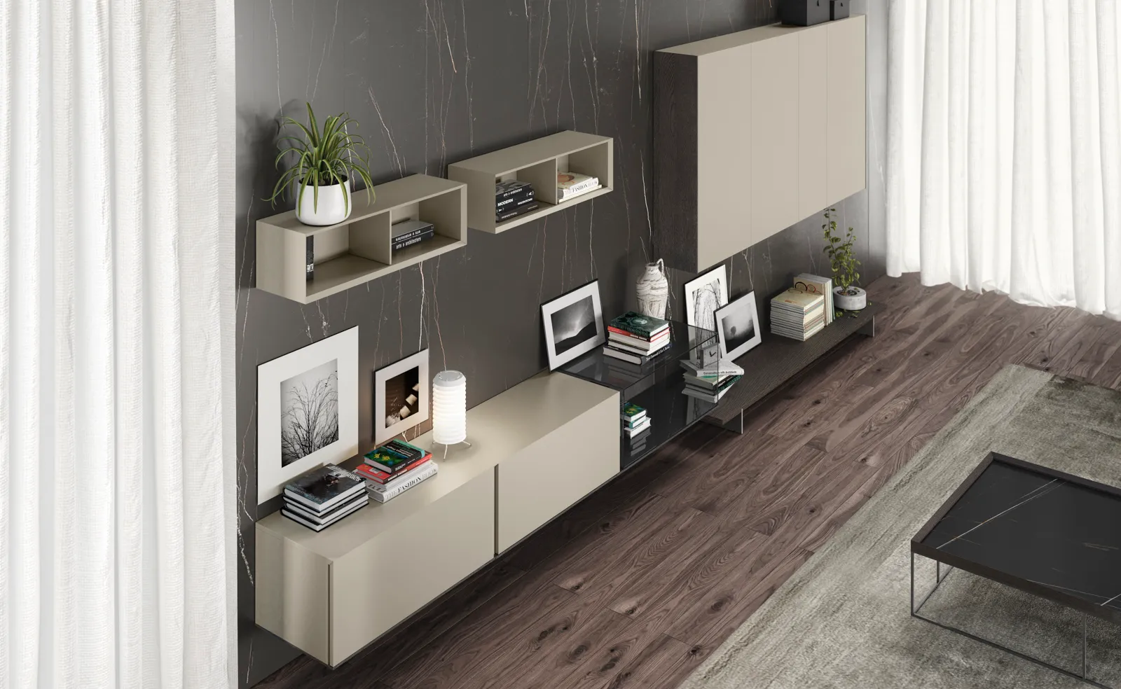 muebles salon suspendidos