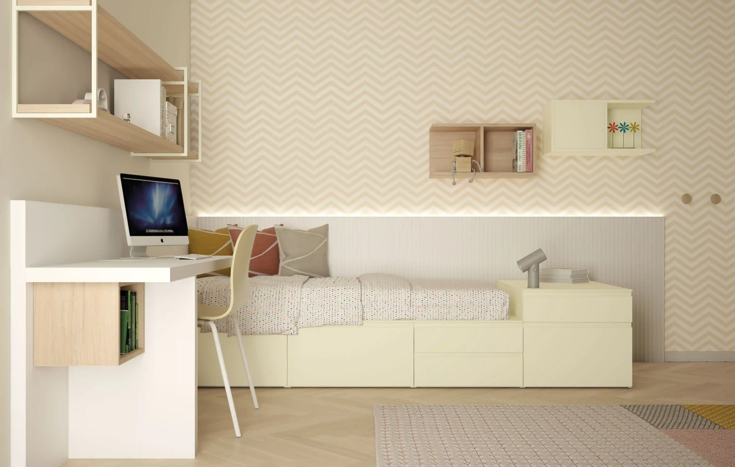 mueble de dormitorio con escritorio