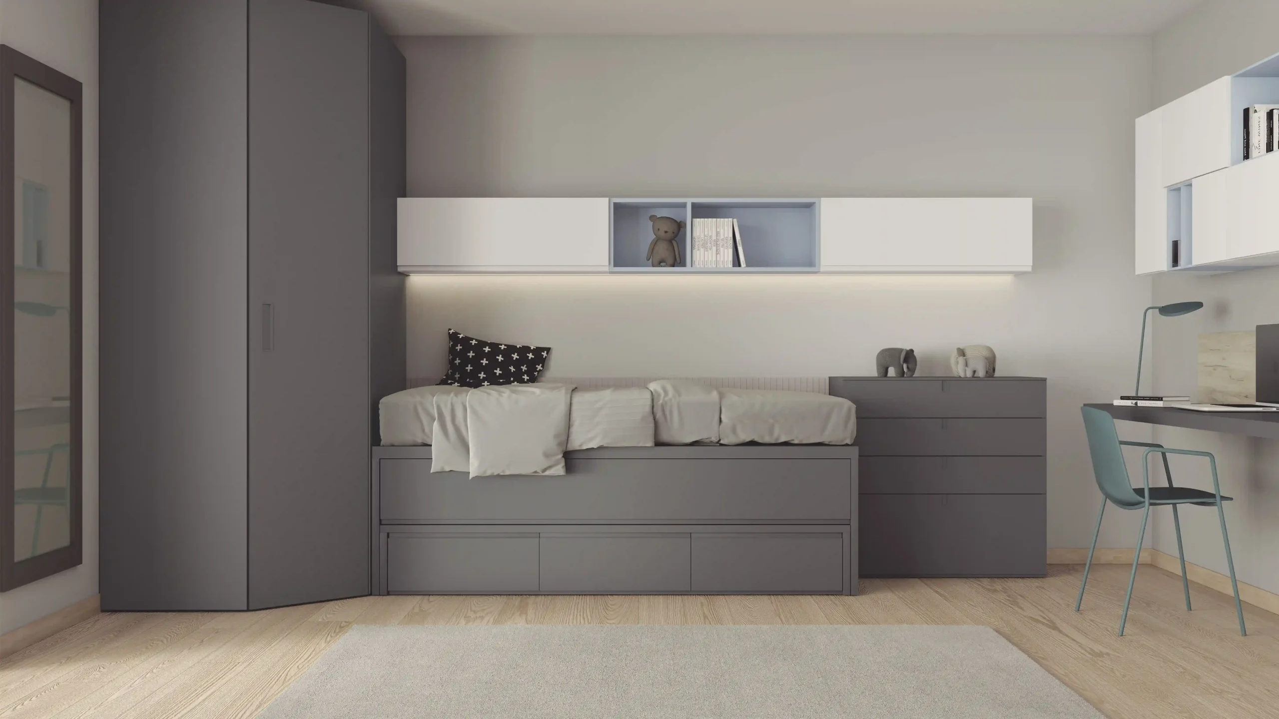 habitacion juvenil cama nido