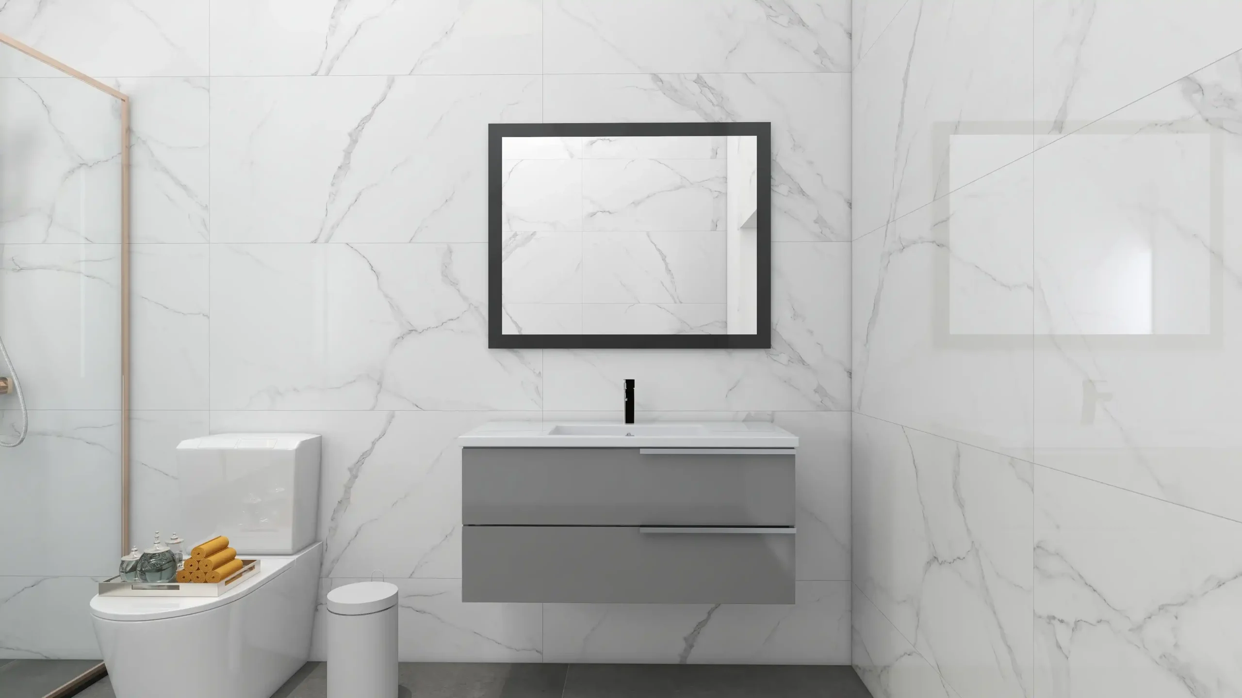 espejo marco negro baño